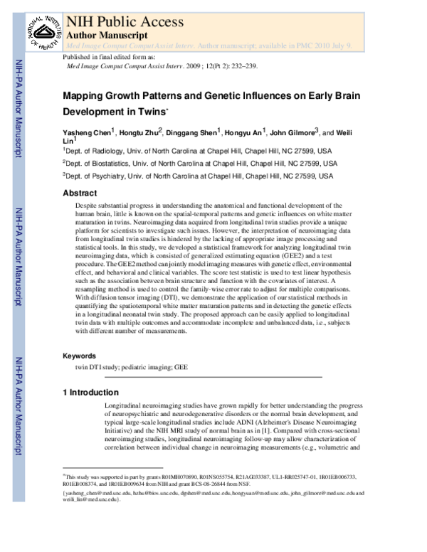 (PDF) Mapping growth patterns and genetic influences on early brain ...