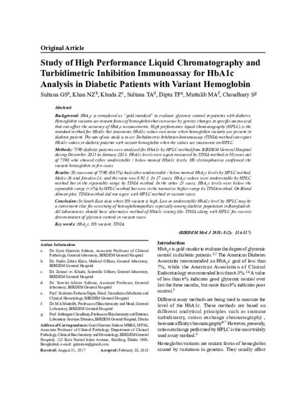 (PDF) Study of High Performance Liquid Chromatography and Turbidimetric Inhibition Immunoassay