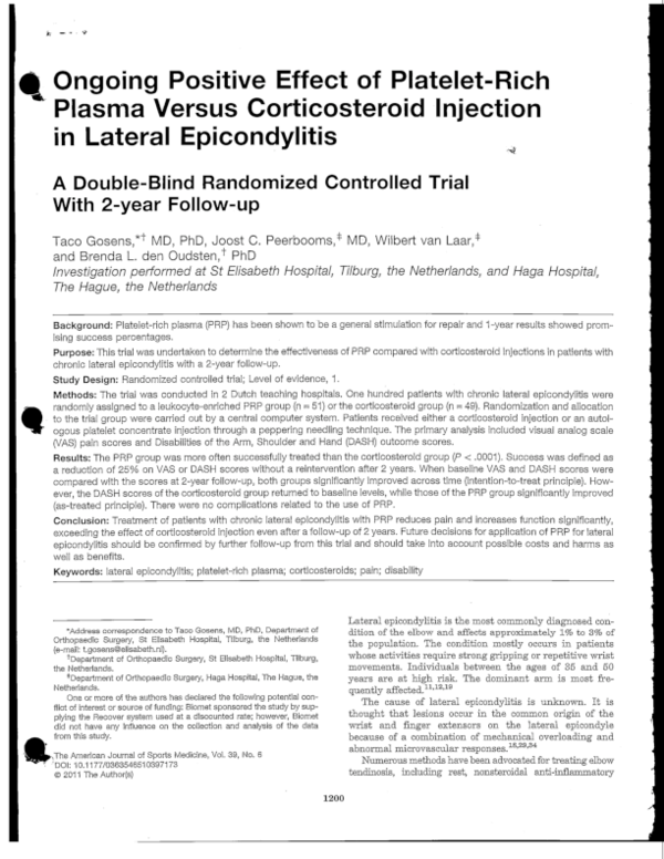 (PDF) Ongoing Positive Effect of PlateletRich Plasma Versus
