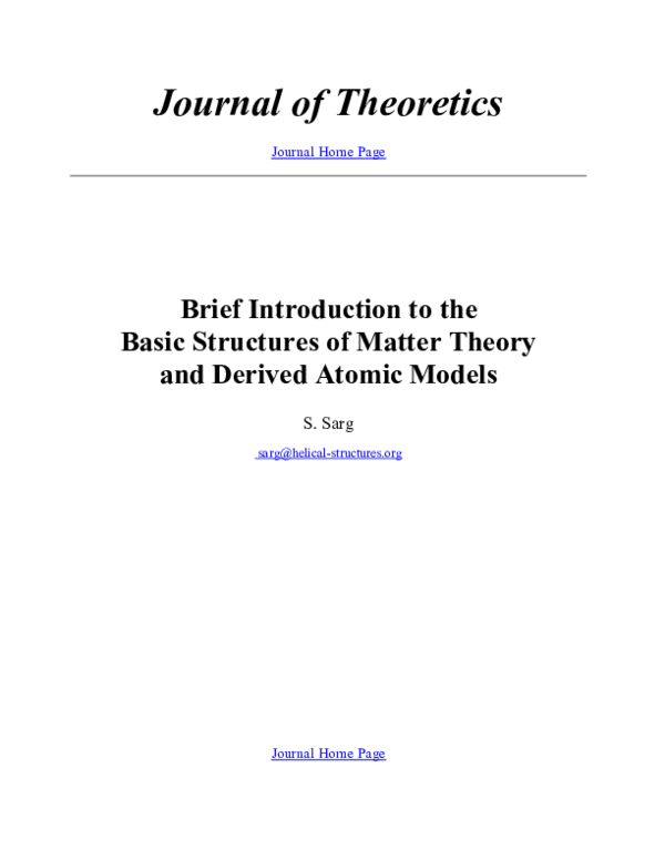 (PDF) Brief introduction to Basic Structures of Matter theory and ...
