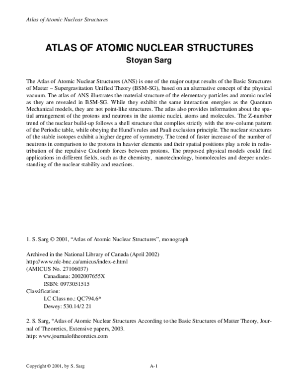 (PDF) Atlas of Atomic Nuclear Structures (According to the BSM-SG ...