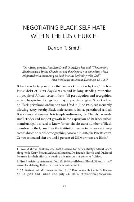 Negotiating Black Self-Hate within the LDS Church 1