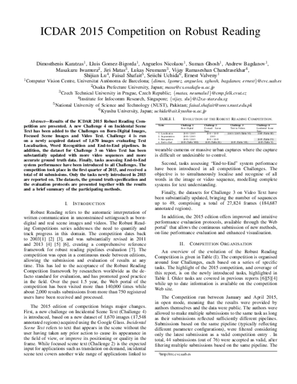(PDF) ICDAR 2015 competition on Robust Reading