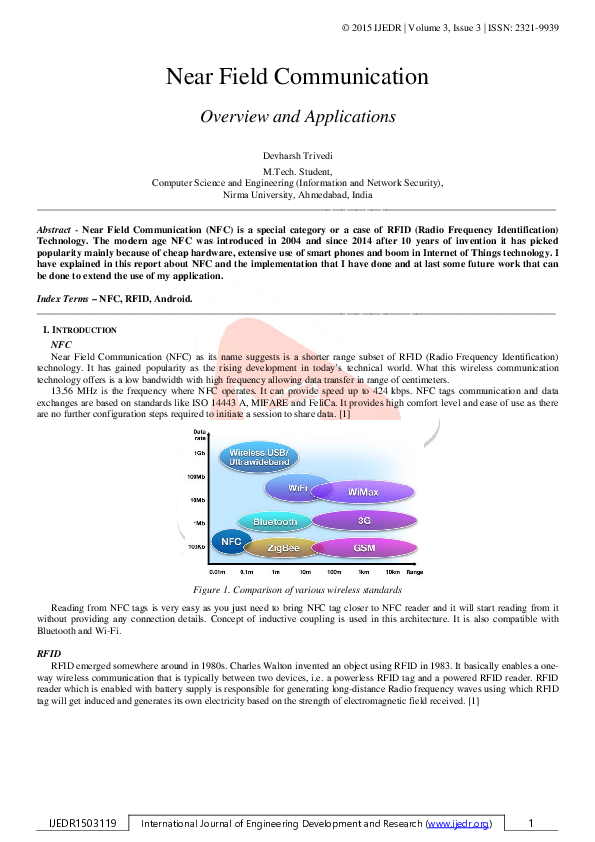 (PDF) Near Field Communication Overview and Applications