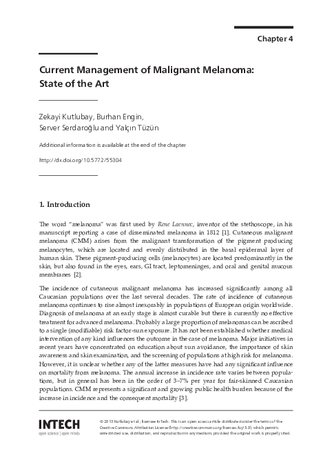 (PDF) Current Management of Malignant Melanoma: State of the Art
