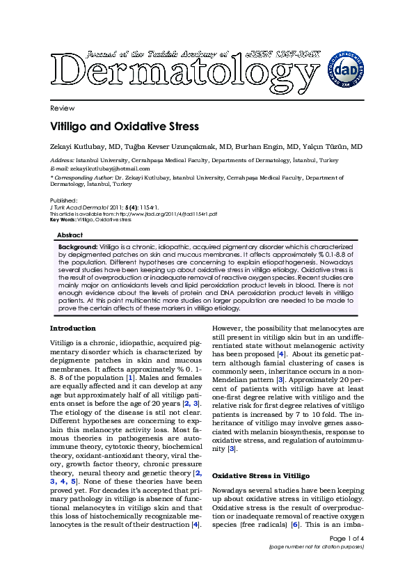 (PDF) Vitiligo and Oxidative Stress