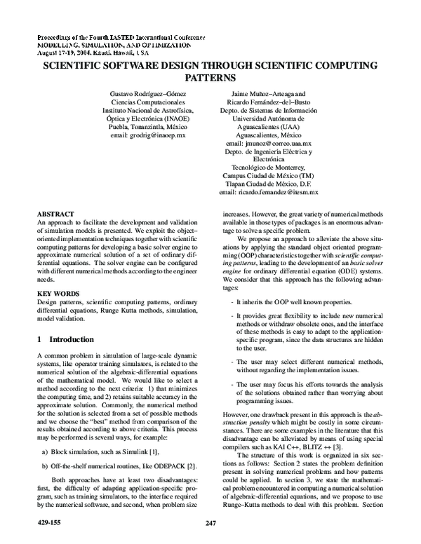(PDF) Scientific Software Design Through Scientific Computing Patterns