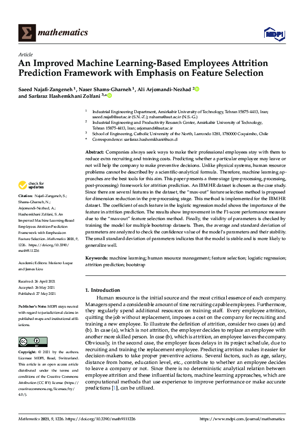 (PDF) An Improved Machine Learning-Based Employees Attrition Prediction ...