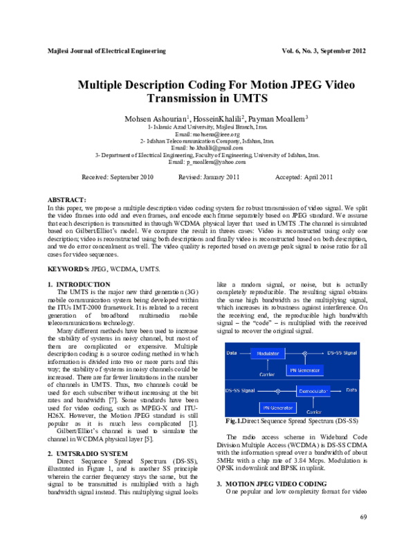 (PDF) Multiple Description Coding for Motion JPEG Video Transmission in ...