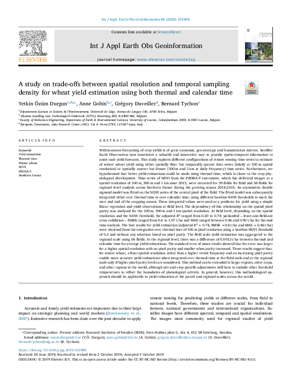 (PDF) A study on trade-offs between spatial resolution and temporal ...