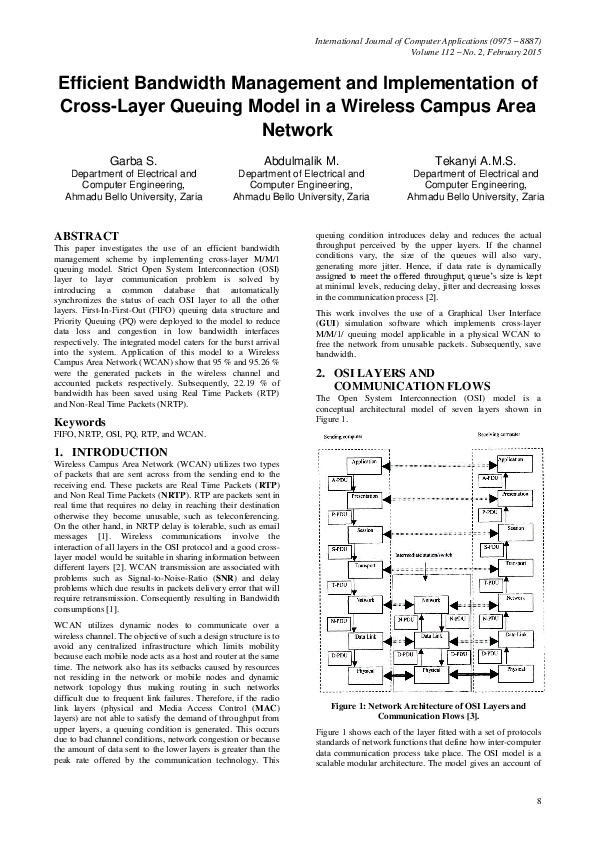(PDF) Efficient Bandwidth Management and Implementation of Cross-Layer ...