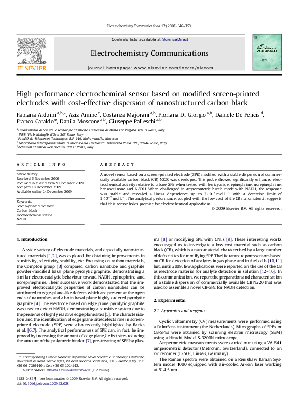 (PDF) High performance electrochemical sensor based on modified screen ...