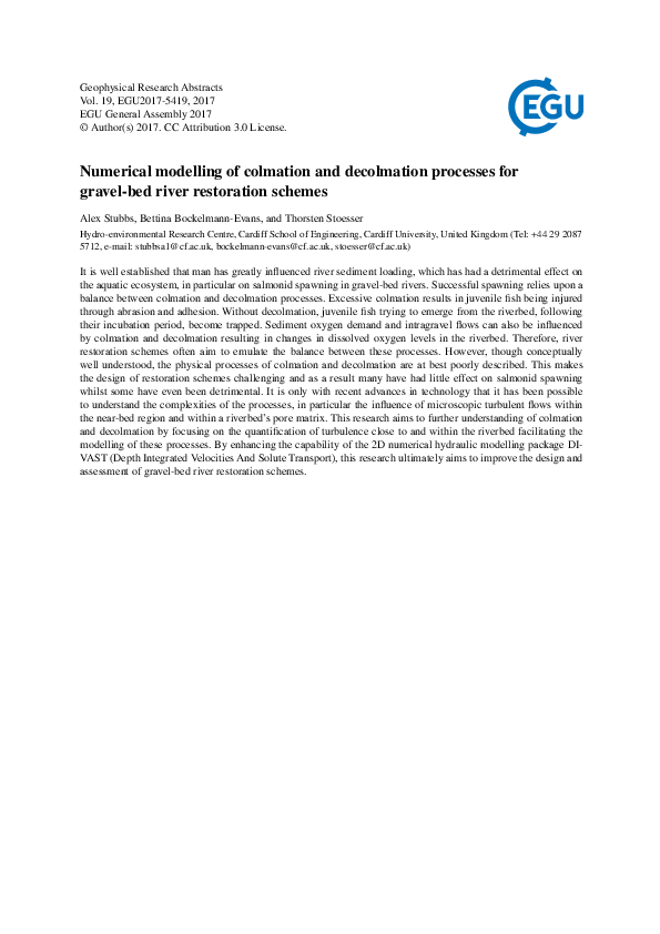 (PDF) Numerical modelling of colmation and decolmation processes for ...