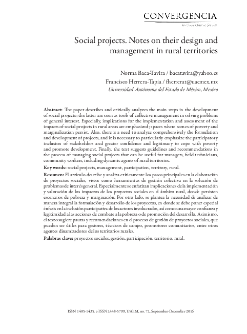 (PDF) Social projects. Notes on their design and management in rural ...