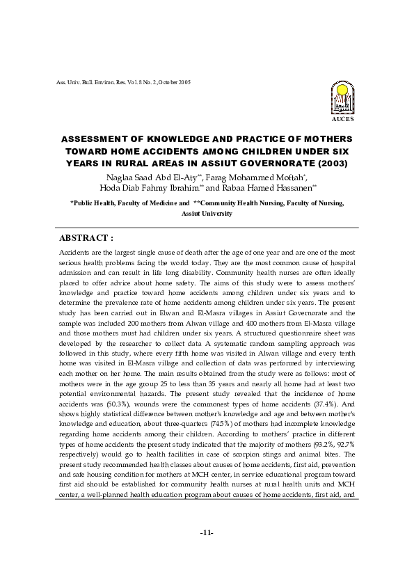 (PDF) Assessment of Knowledge and Practice of Mothers Toward Home ...