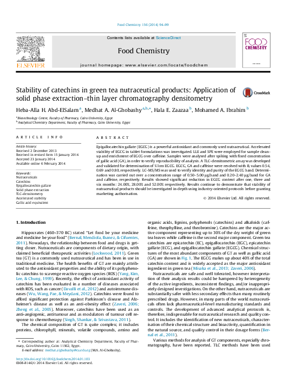 (PDF) Stability of catechins in green tea nutraceutical products ...