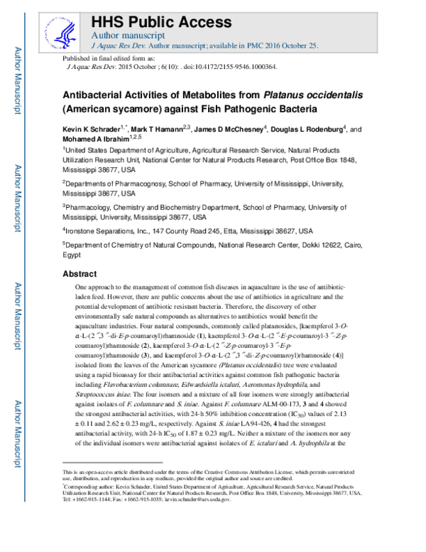 (PDF) Antibacterial activities of metabolites from Platanus
