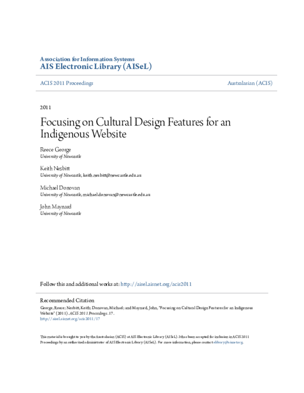 (PDF) Focusing on Cultural Design Features for an Indigenous Website