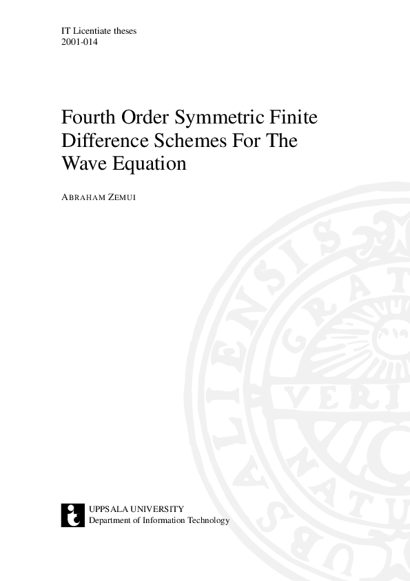 (PDF) Fourth Order Symmetric Finite Difference Schemes For The Wave ...