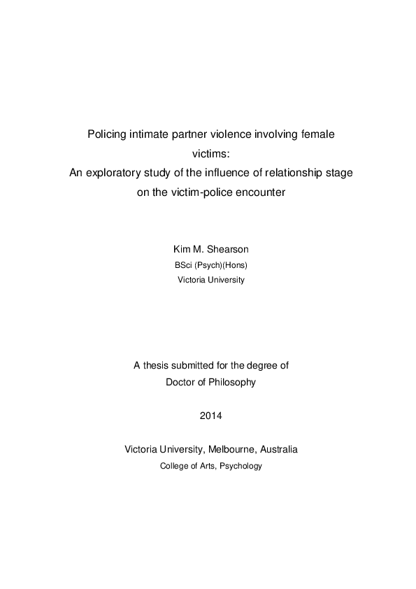 (PDF) Policing intimate partner violence involving female victims : an ...