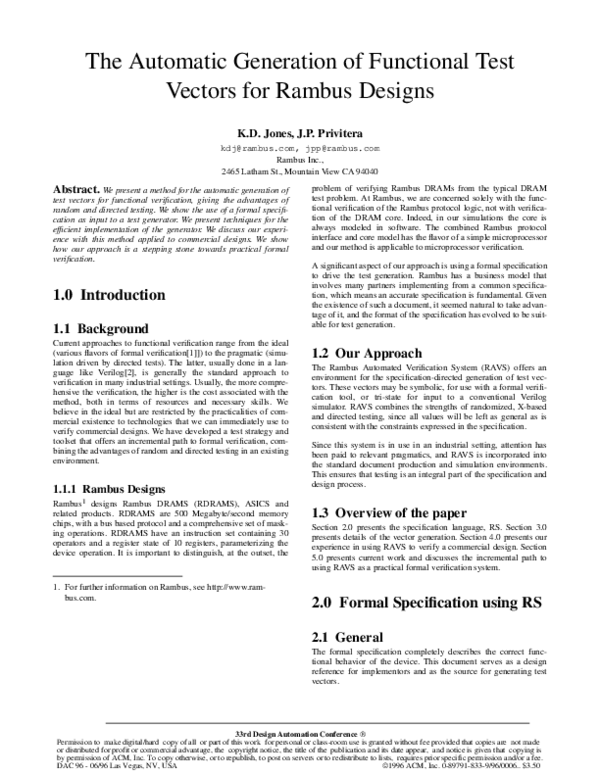 (PDF) The automatic generation of functional test vectors for Rambus ...
