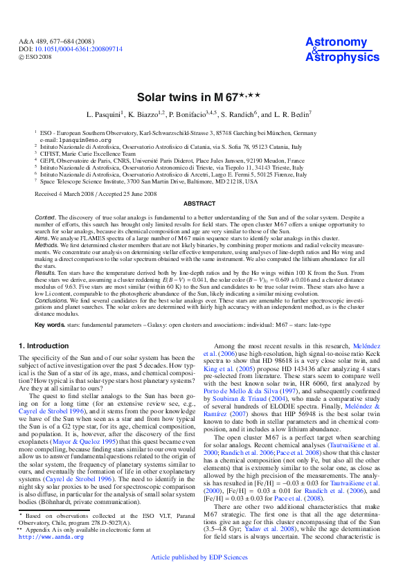 (PDF) Solar twins in M 67