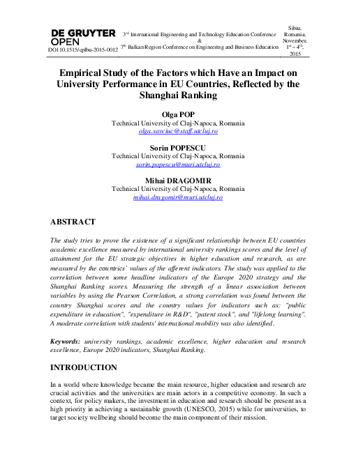 (PDF) Empirical Study of the Factors which Have an Impact on University ...