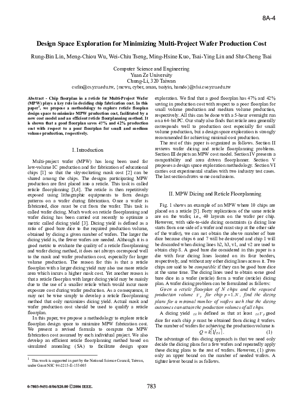 (PDF) Design space exploration for minimizing multiproject wafer