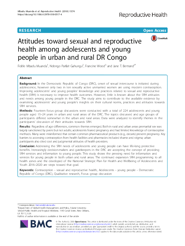 (PDF) Attitudes toward sexual and reproductive health among adolescents ...