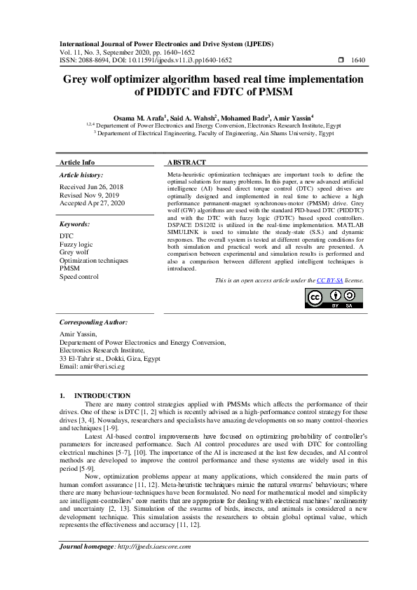 (PDF) Grey wolf optimizer algorithm based real time implementation of ...