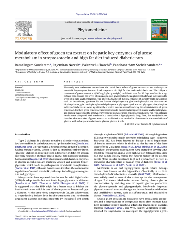 (PDF) Modulatory effect of green tea extract on hepatic key enzymes of ...