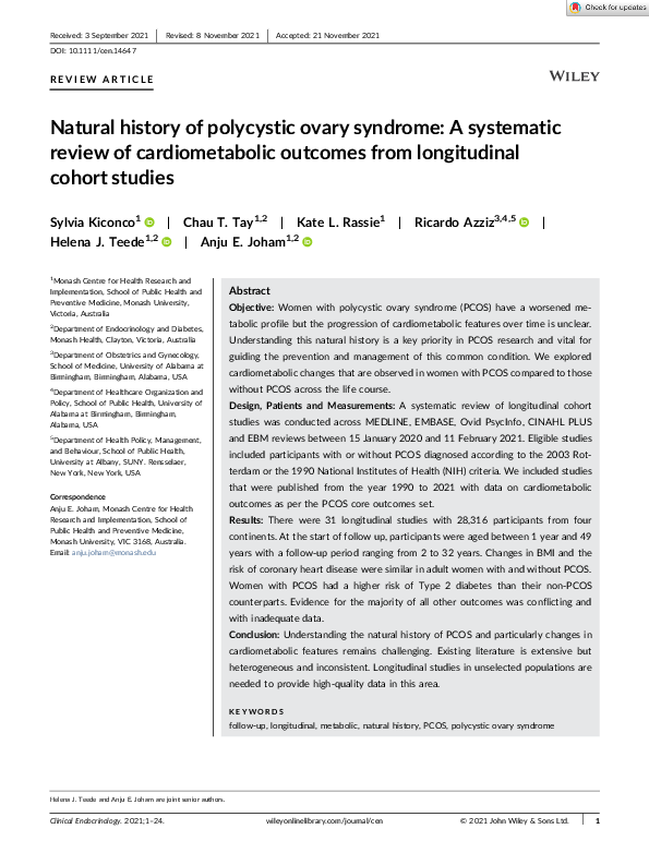 (PDF) Natural history of polycystic ovary syndrome: A systematic review ...