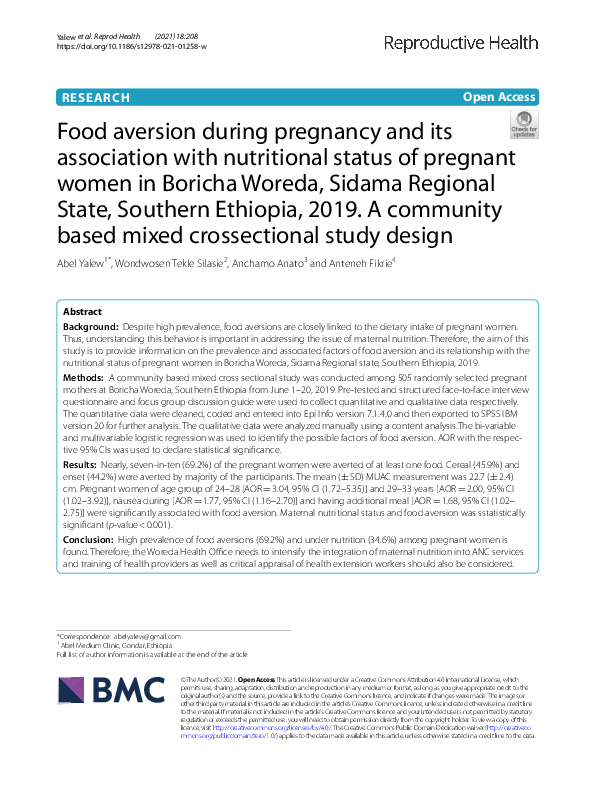 (PDF) Food aversion during pregnancy and its association with