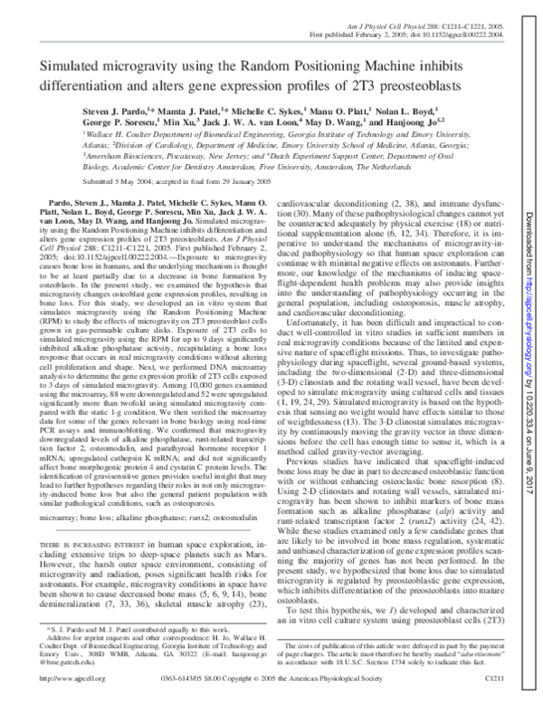(PDF) Simulated microgravity using the Random Positioning Machine ...