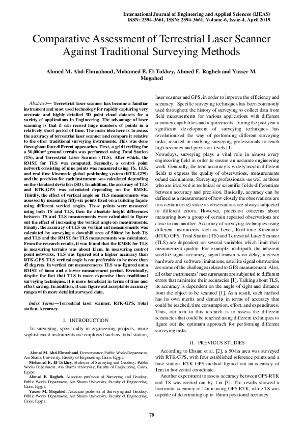 (PDF) Comparative Assessment of Terrestrial Laser Scanner Against ...