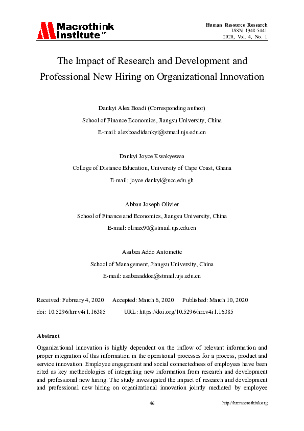 (PDF) The Impact of Research and Development and Professional New ...