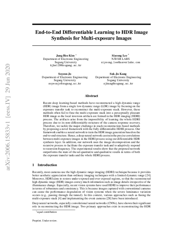 (PDF) End-to-End Differentiable Learning to HDR Image Synthesis for ...