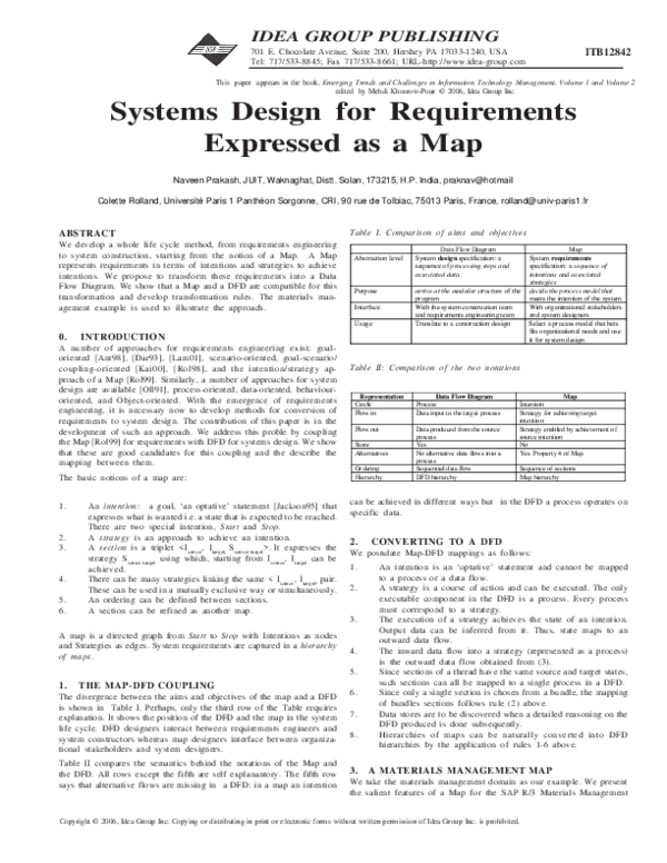 (PDF) System design for requirements expressed as a Map