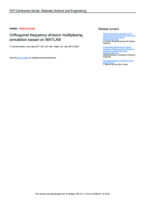 (PDF) Orthogonal frequency division multiplexing simulation based on