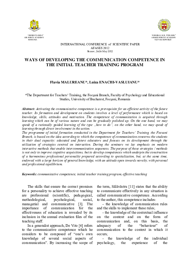 (PDF) Ways of Developing the Communication Competence in the Initial ...