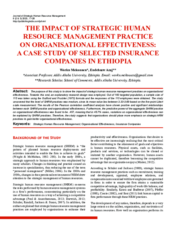 (PDF) The Impact of Strategic Human Resource Management Practice on ...
