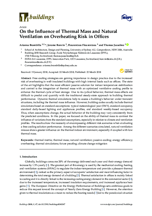(PDF) On the Influence of Thermal Mass and Natural Ventilation on ...