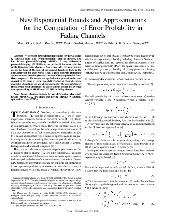 (PDF) New exponential bounds and approximations for the computation of ...