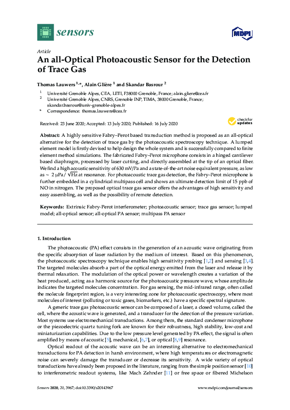 (PDF) An all-Optical Photoacoustic Sensor for the Detection of Trace Gas
