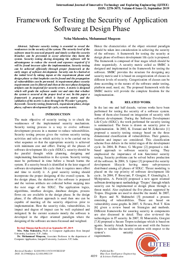 (PDF) Framework for Testing the Security of Application Software at ...