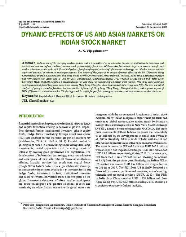 (PDF) Dynamic Effects of US and Asian Markets on Indian Stock Market