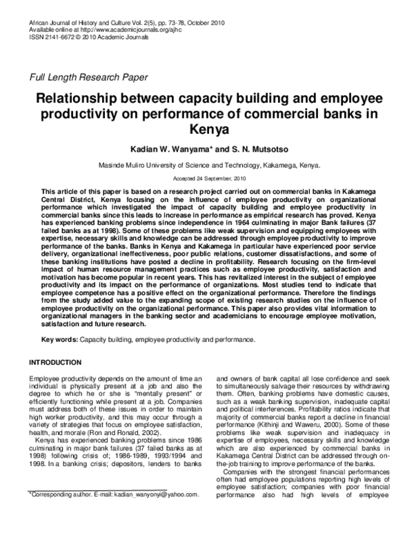 (PDF) Relationship between capacity building and employee productivity ...
