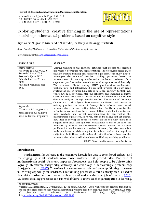 (PDF) Exploring students' creative thinking in the use of ...