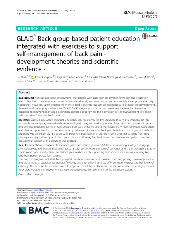 (PDF) GLA:D® Back group-based patient education integrated with ...