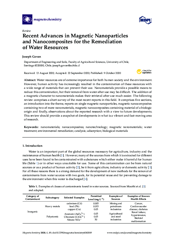 (PDF) Recent Advances in Magnetic Nanoparticles and Nanocomposites for ...